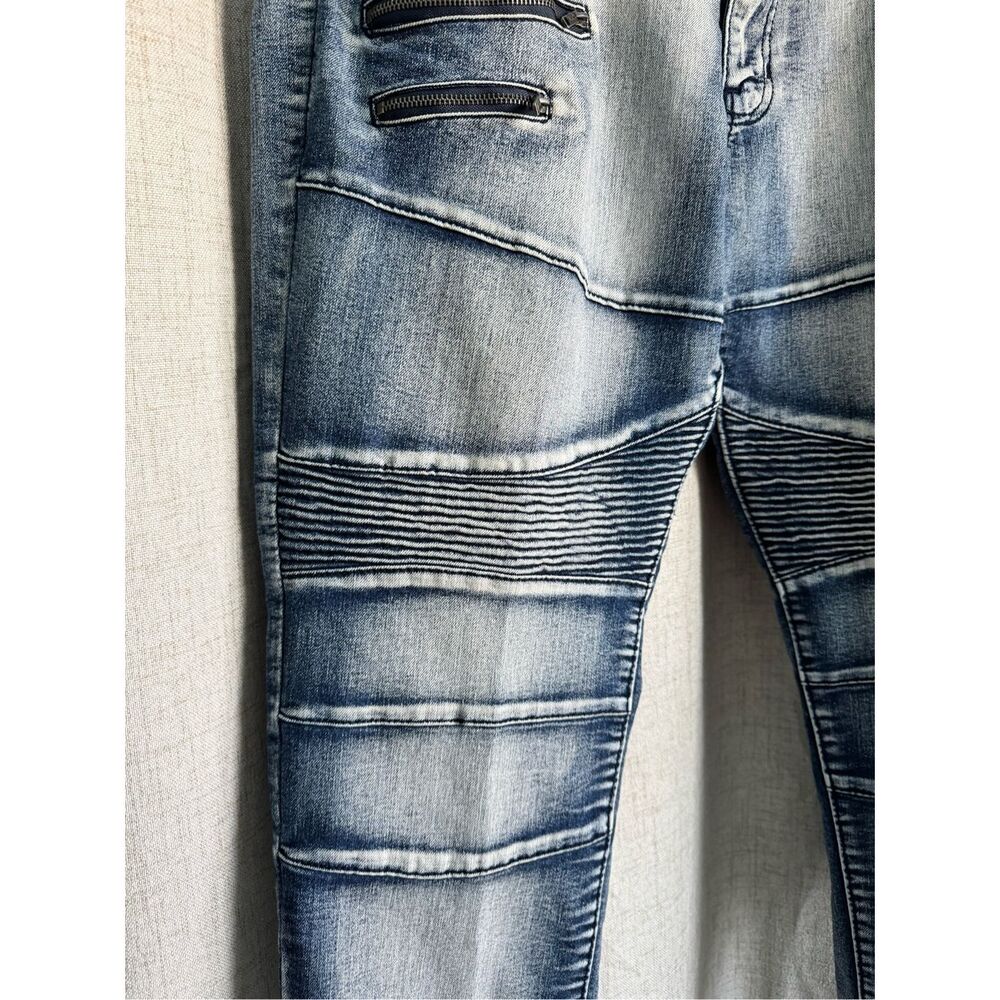 Rocawear Biker Jeans Mens 38 Blue Denim Streetwear Slim Fit Faded Skinny Leg y2k - Picture 9 of 10